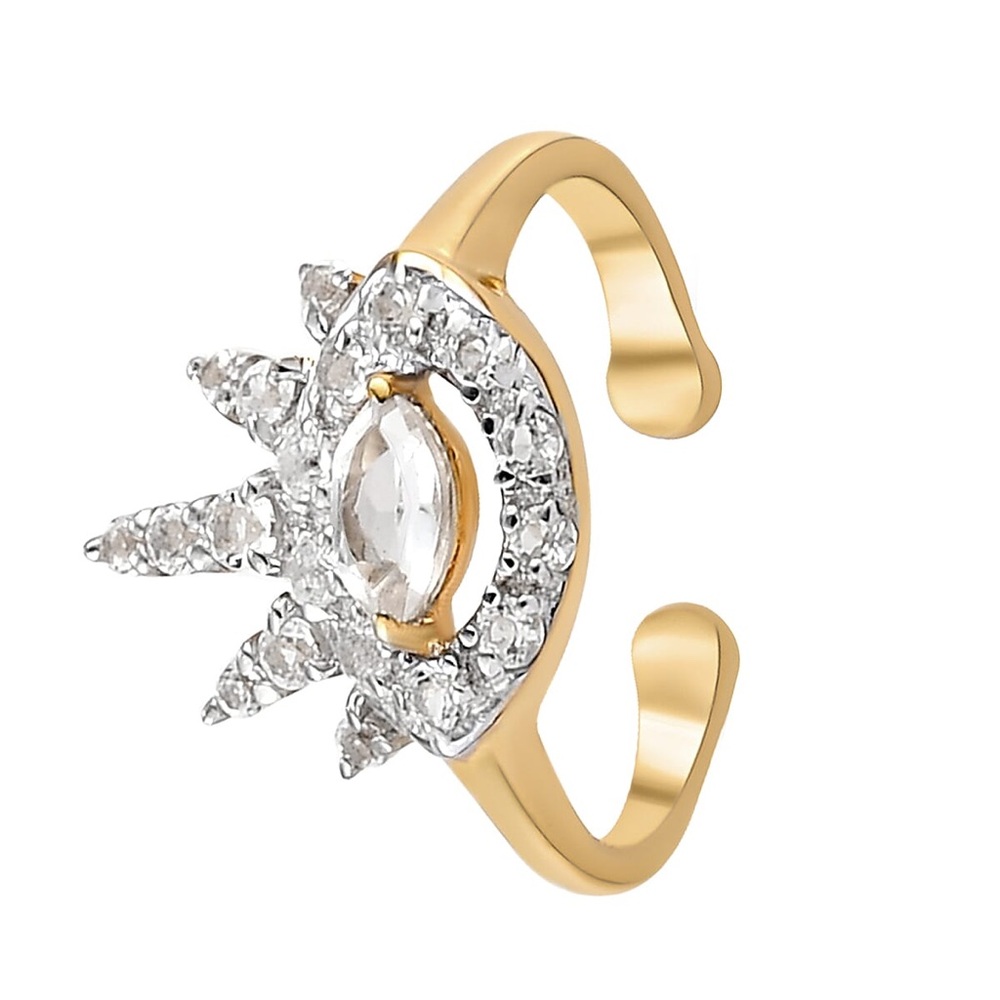 Evil Eye Ear Cuff ( 1pc) White Topaz in Vermeil over 925 Silver 🆕
